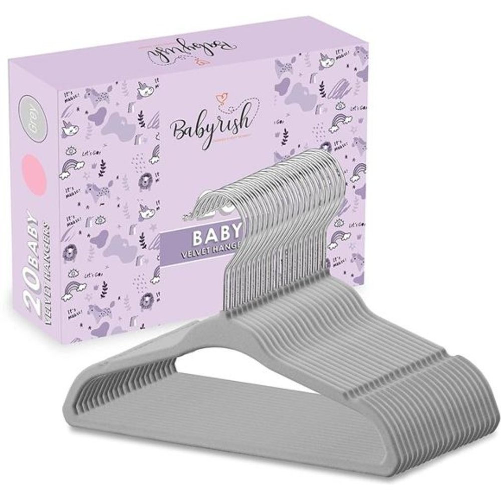 Pack of 20 Baby Hangers for Closet Velvet Grey